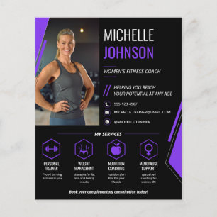 Modern Photo QR Code Women's Fitness Coach Flyer