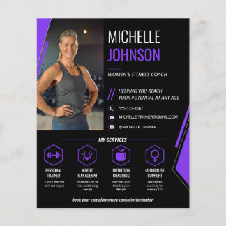 Modern Photo QR Code Women's Fitness Coach Flyer