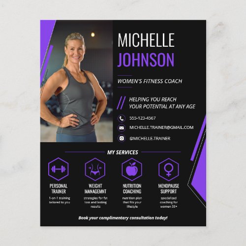 Modern Photo QR Code Women's Fitness Coach Flyer