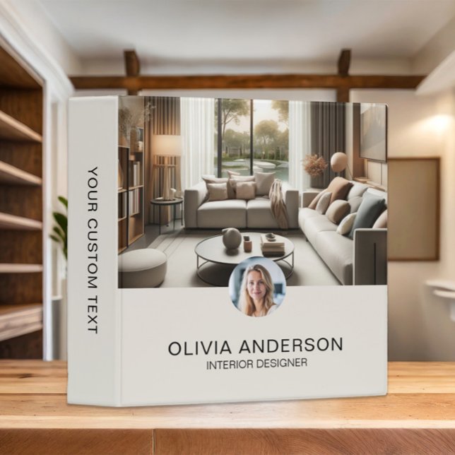 Modern Photo QR Social Media Professional Business 3 Ring Binder (Create your own custom photo, QR code, social media icons business binder by MINTIC DESIGN STUDIO)