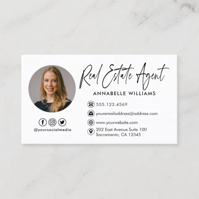 Modern Photo Real Estate Agent Business Card | Zazzle