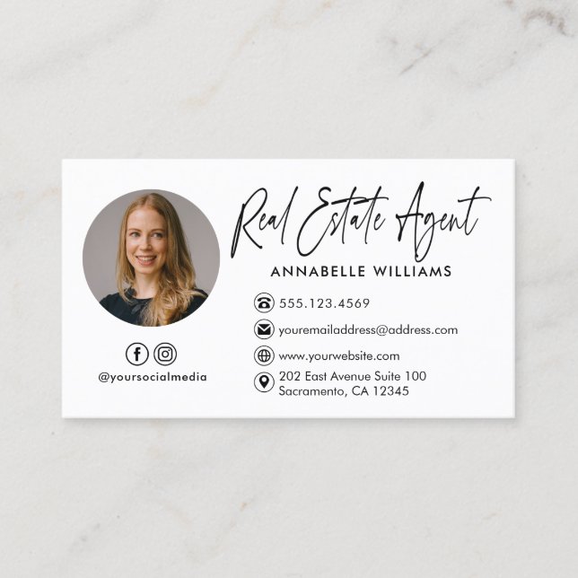 Modern Photo Real Estate Agent Business Card (Front)