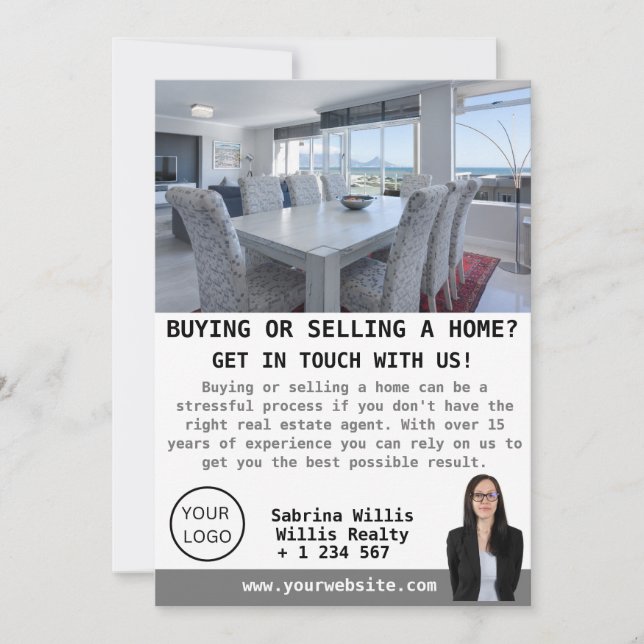 Modern Photo Real Estate Agent Custom  Invitation (Front)