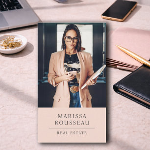 Modern Photo Realtor Blush Business Card