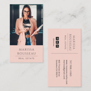 Modern Photo Realtor Blush Business Card