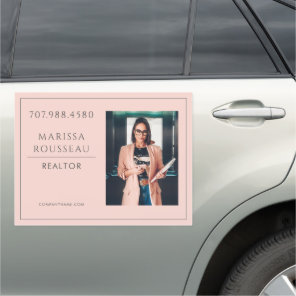 Modern Photo Realtor Blush Car Magnet