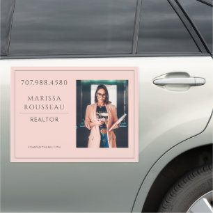 Modern Photo Realtor Blush Car Magnet