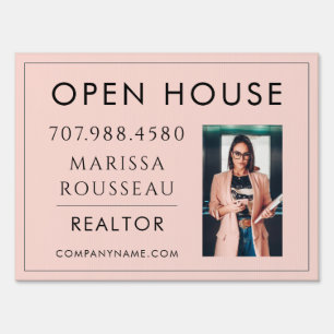 Modern Photo Realtor Open House Realtor Blush Sign