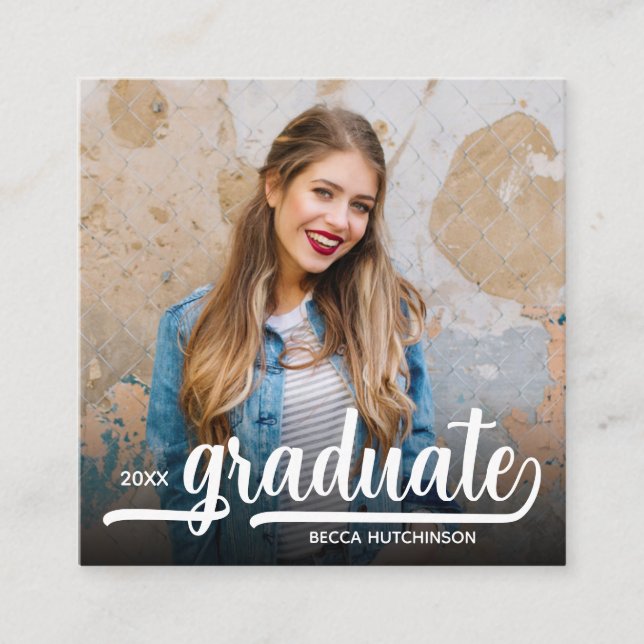 Modern Photo Red Graduation Party Enclosure Card (Front)