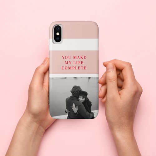 Modern Photo  Red  Pink Happy Valentines Gift iPhone XS Case