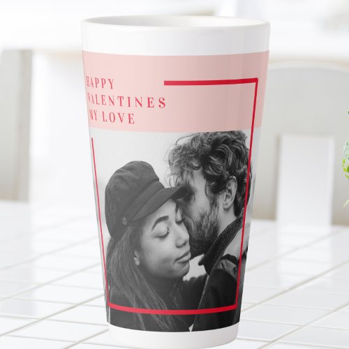 Modern Photo  Red  Pink Happy Valentines Gift Latte Mug