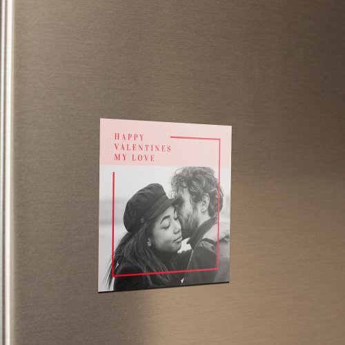 Modern Photo  Red  Pink Happy Valentines Gift Magnet