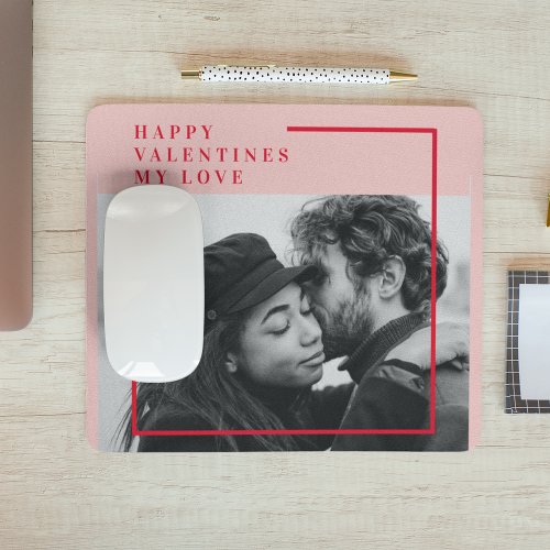 Modern Photo  Red  Pink Happy Valentines Gift Mouse Pad