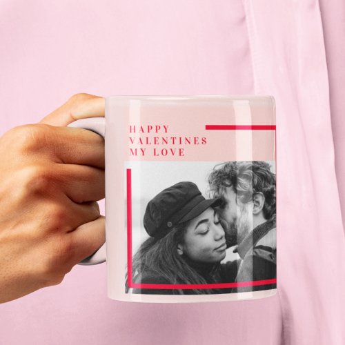 Modern Photo  Red  Pink Happy Valentines Gift Mug