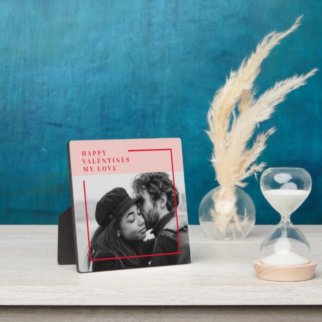 Modern Photo | Red & Pink Happy Valentines Gift Plaque (Insitu)