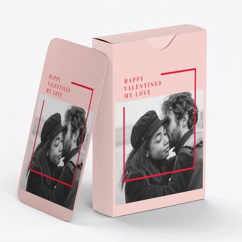 Modern Photo  Red  Pink Happy Valentines Gift Playing Cards