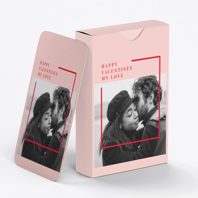 Modern Photo | Red & Pink Happy Valentines Gift Poker Cards (Creator Uploaded)