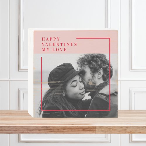 Modern Photo  Red  Pink Happy Valentines Gift Wooden Box Sign