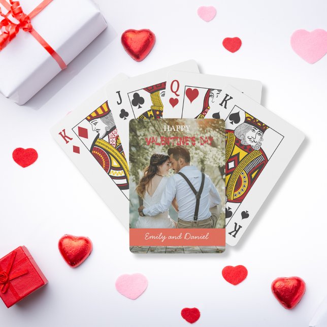 Modern Photo Red Valentine's Day personalized Poker Cards (Modern Photo Red Valentine's Day personalized Poker Cards)
