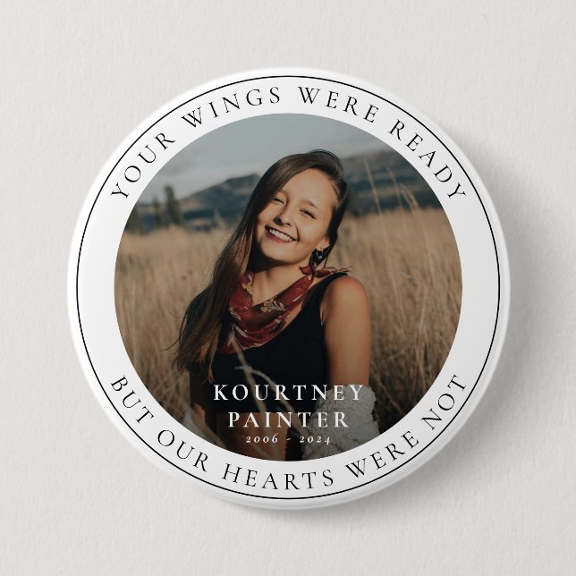 Modern Photo Remembrance Memorial  Button (Front)