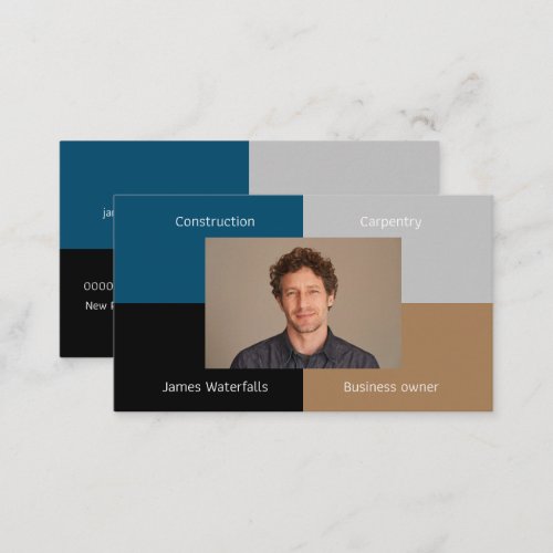 Modern photo remodeling carpentry construction business card