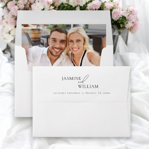 Modern Photo return address   Minimalist Wedding Envelope