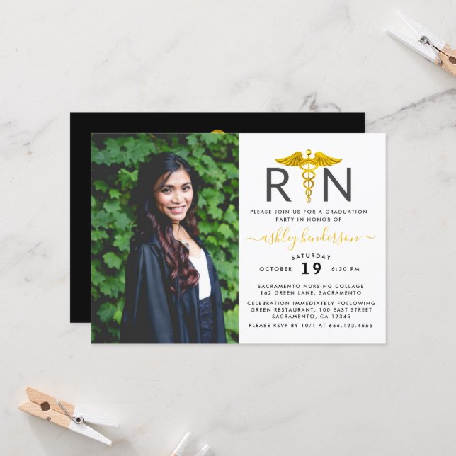 Modern Photo RN Nurse Graduation Party Invitation