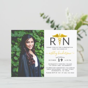 Modern Photo RN Nurse Graduation Party Invitation | Zazzle