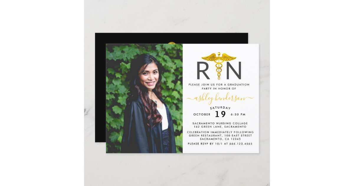 Modern Photo RN Nurse Graduation Party Invitation