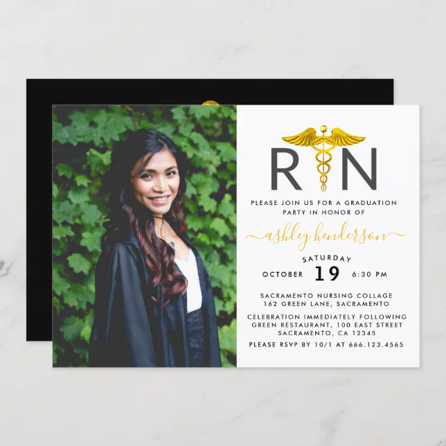 Modern Photo RN Nurse Graduation Party Invitation