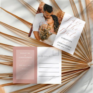 Modern Photo Rose Gold Save the Date Wedding  Announcement Postcard