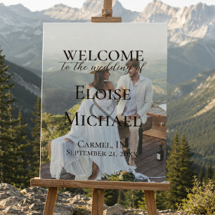 Modern Photo Rustic Brown Wedding Welcome Foam Board
