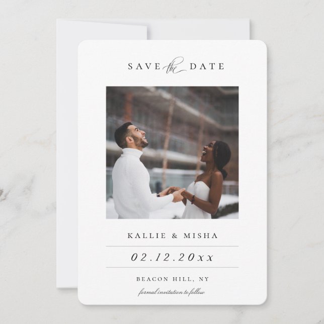 Modern Photo Save The Date Announcement (Front)