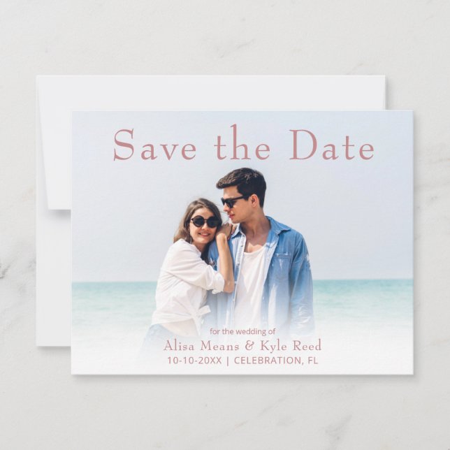 Modern Photo Save the Date Announcement Flat Card (Front)