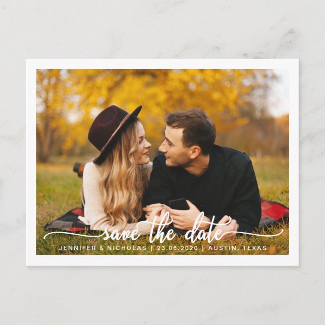 Modern Photo Save The Date Announcement Postcard (Front)