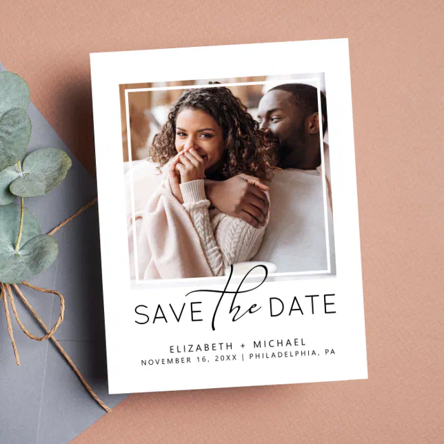 Modern Photo Save the Date Announcement Postcard | Zazzle