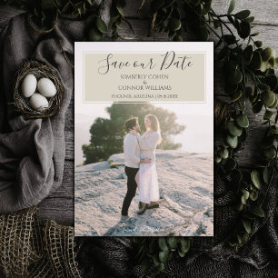 Modern Photo Save the Date Beige
