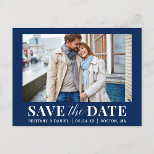 Modern Photo Save The Date - Blue or Pick Color Postcard