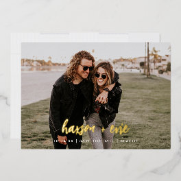 Modern Photo Save The Date Bold Foil Names Foil Invitation