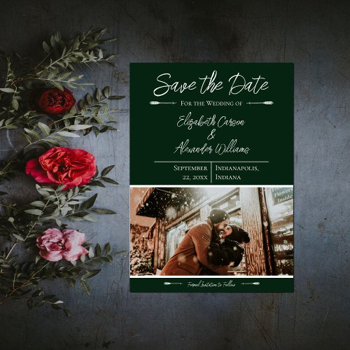 Modern Photo Save The Date  Emerald Green