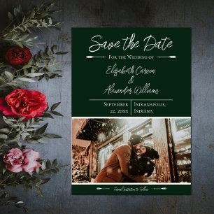 Modern Photo Save The Date Emerald Green