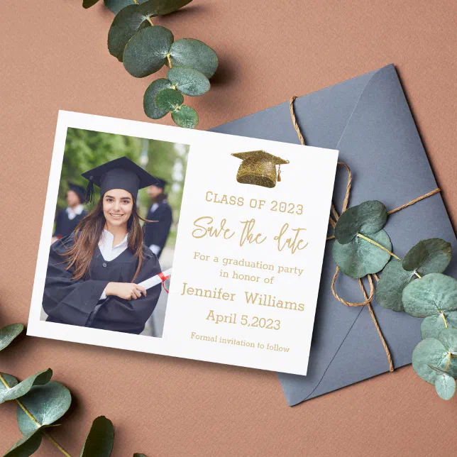 modern photo save the date graduation announcement | Zazzle