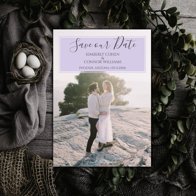 Modern Photo Save the Date | Lavender (Lavender Modern Photo Save the Date)