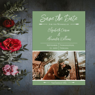 Modern Photo Save The Date Moss Green