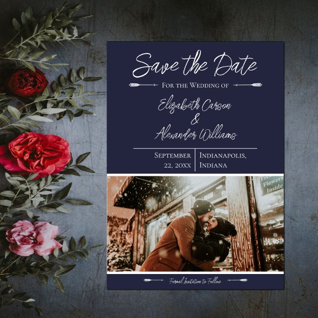 Modern Photo Save The Date | Navy Blue (Modern Photo Save the Date - Navy)