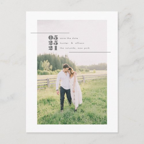 Modern Photo Save the Date Post Card