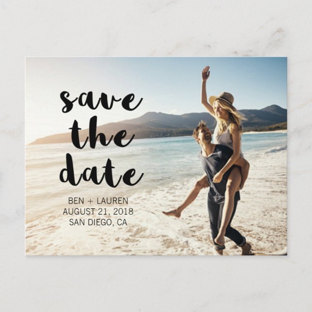 Modern Photo Save the Date Postcard (Front)