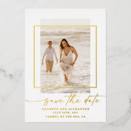 Modern Photo Save The Date Real Gold Foil Invitati Foil Invitation