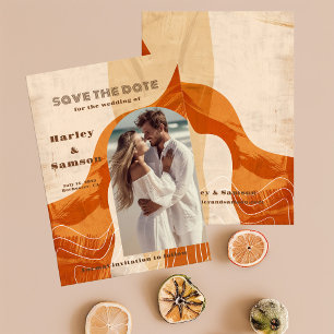 Modern photo Save the Date, retro design Invitation