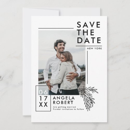 Modern photo save the date simple white stylish